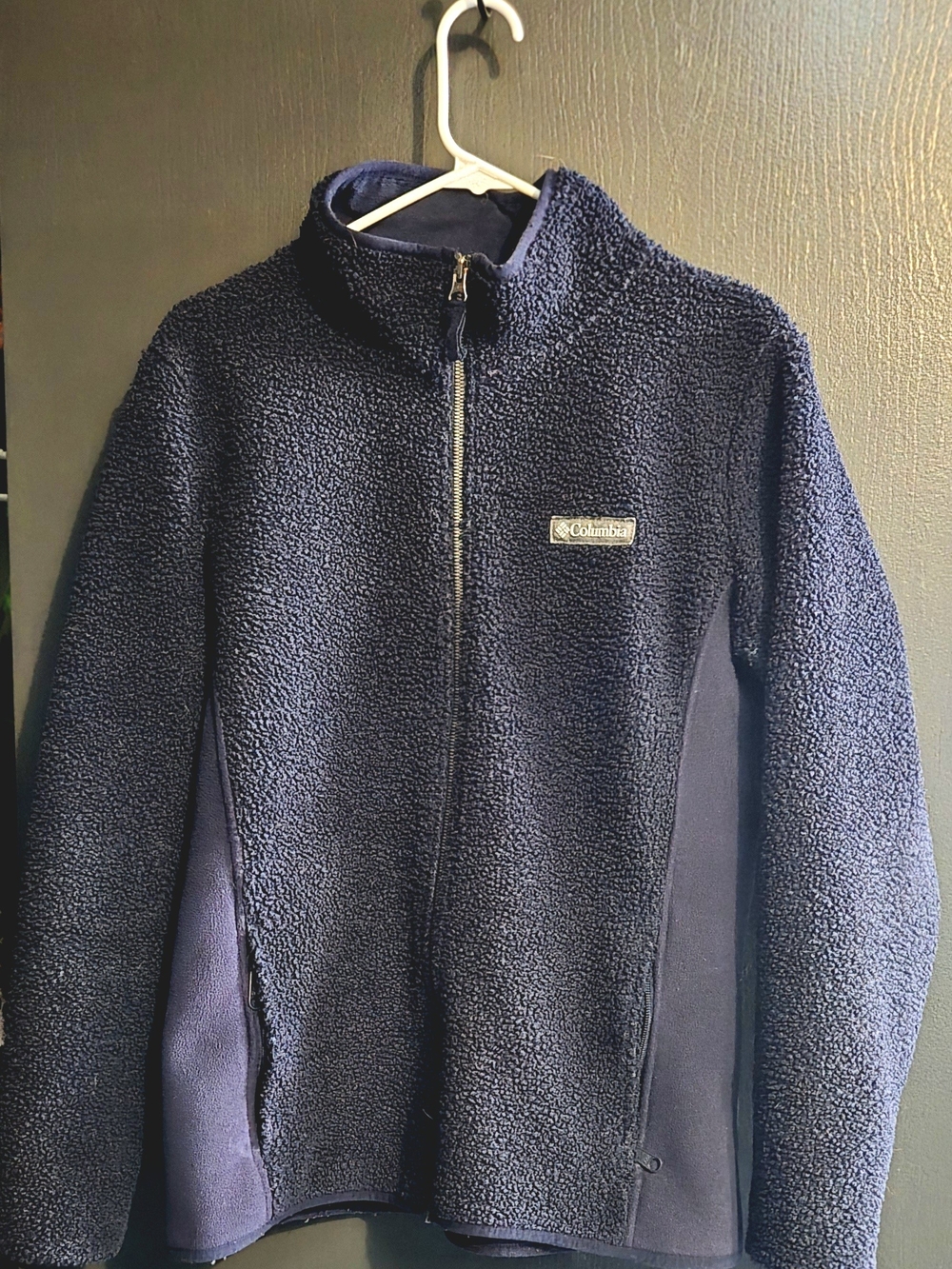 Columbia Navy Blue Panorama Teddy Sherpa Fleece Zip Jacket, Size L